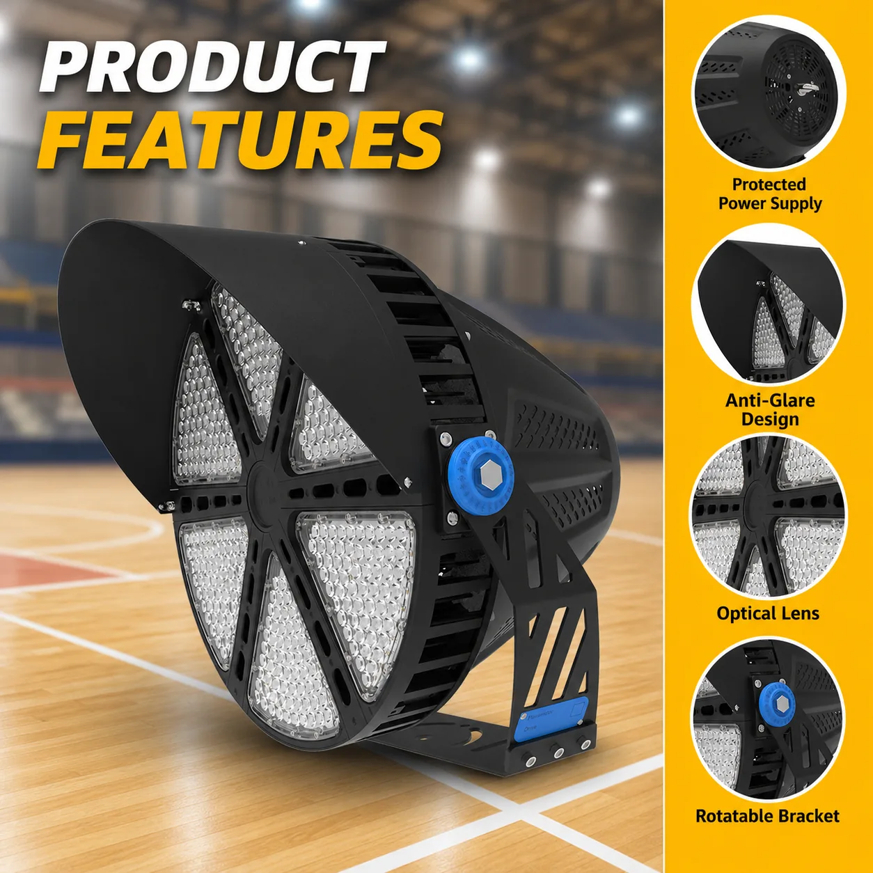 English product feature board for the court light