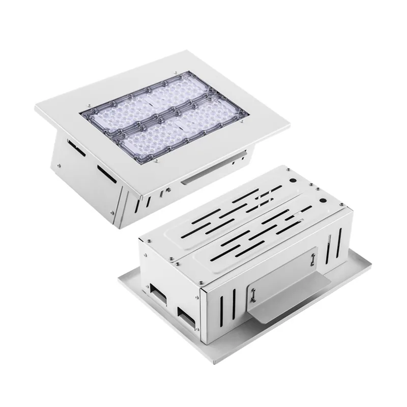 Explosion-proof canopy light shown from upper and rear structure angles on a white background