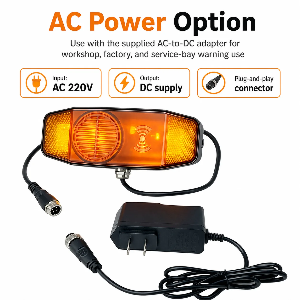 AC adapter wiring board for the forklift tail warning light
