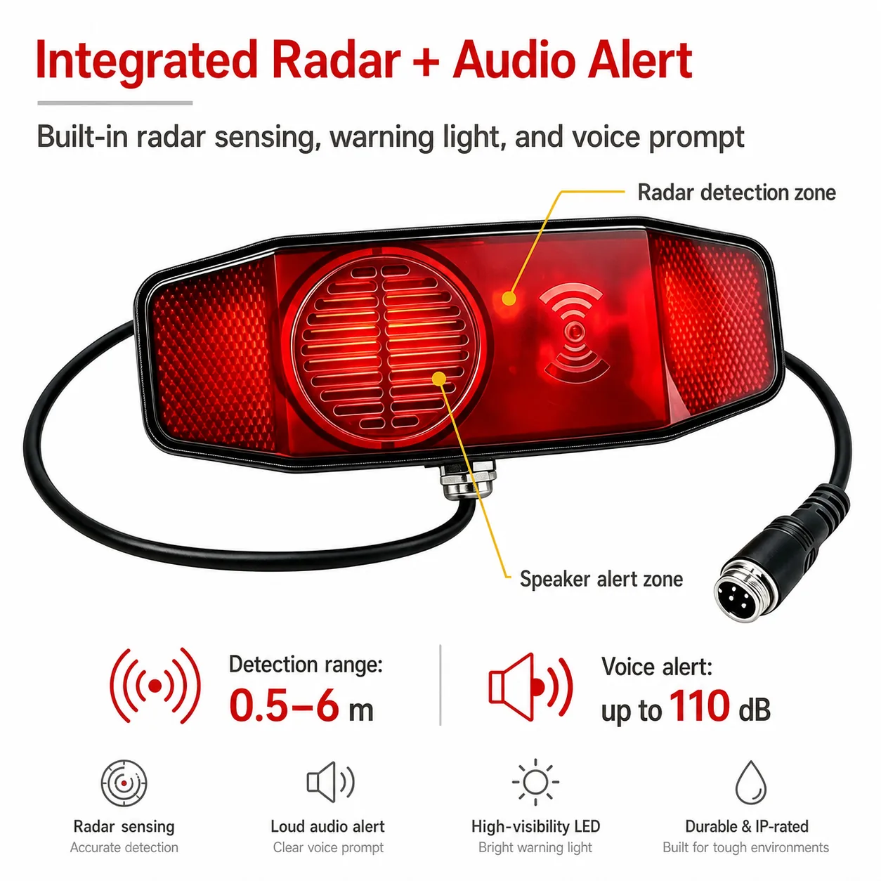Radar and voice-alert technical board for the forklift tail light