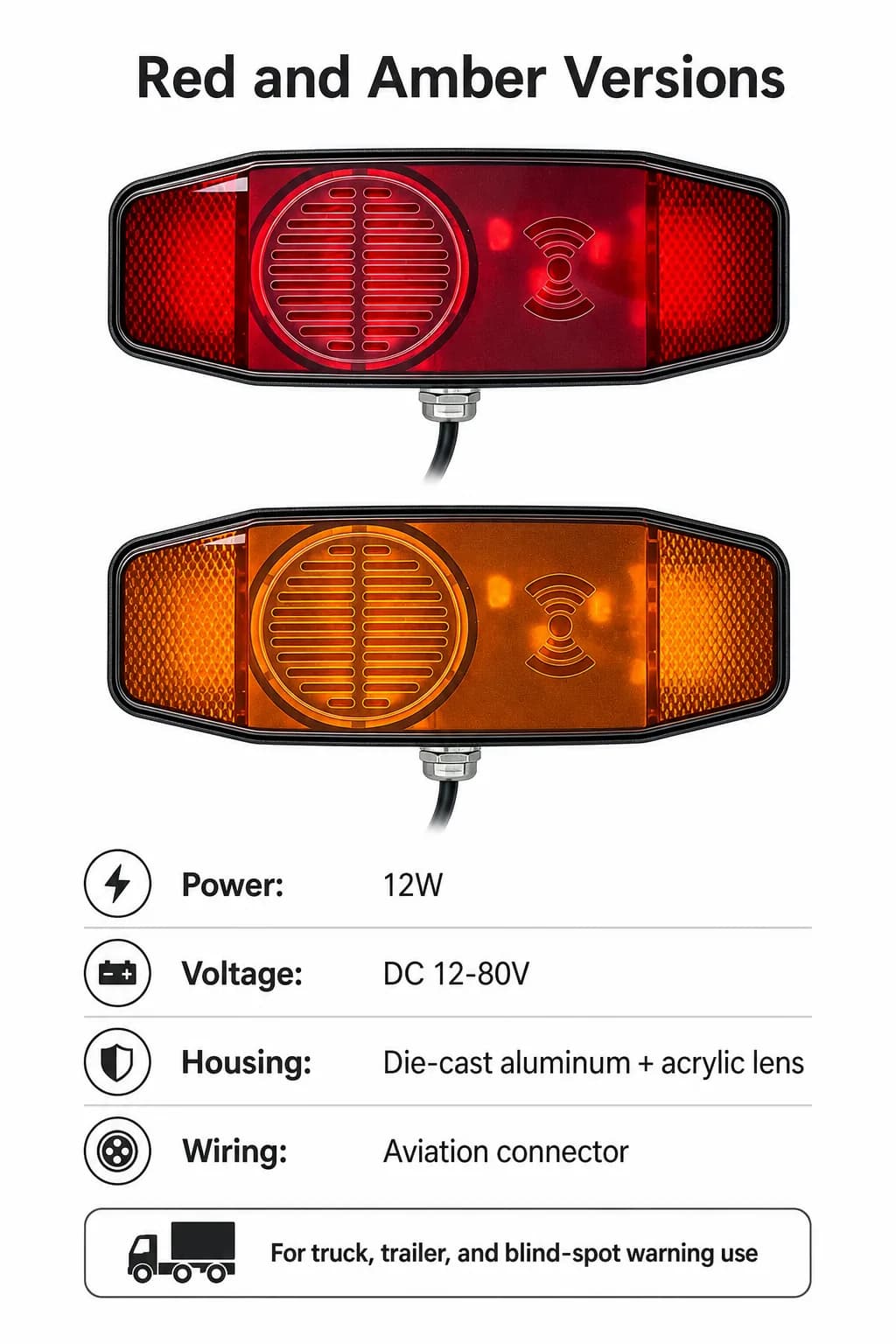 Red and amber version board for the forklift tail warning light
