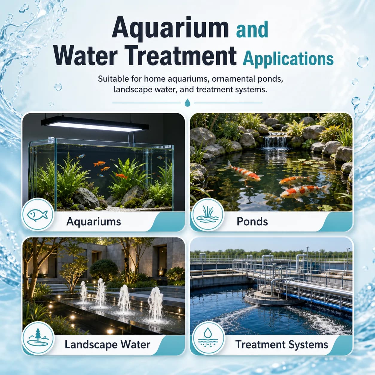 Submersible UV water sterilizer applications