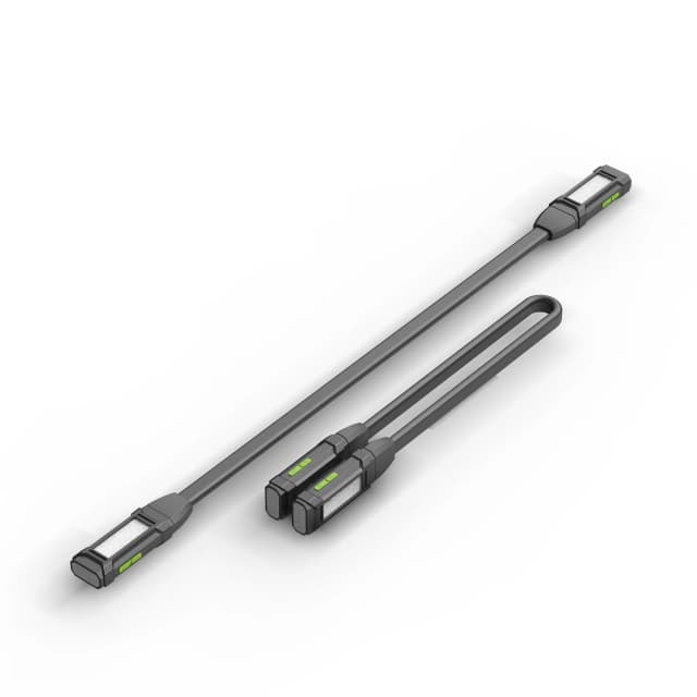 Rechargeable neck light with detachable dual-head structure shown straight and folded