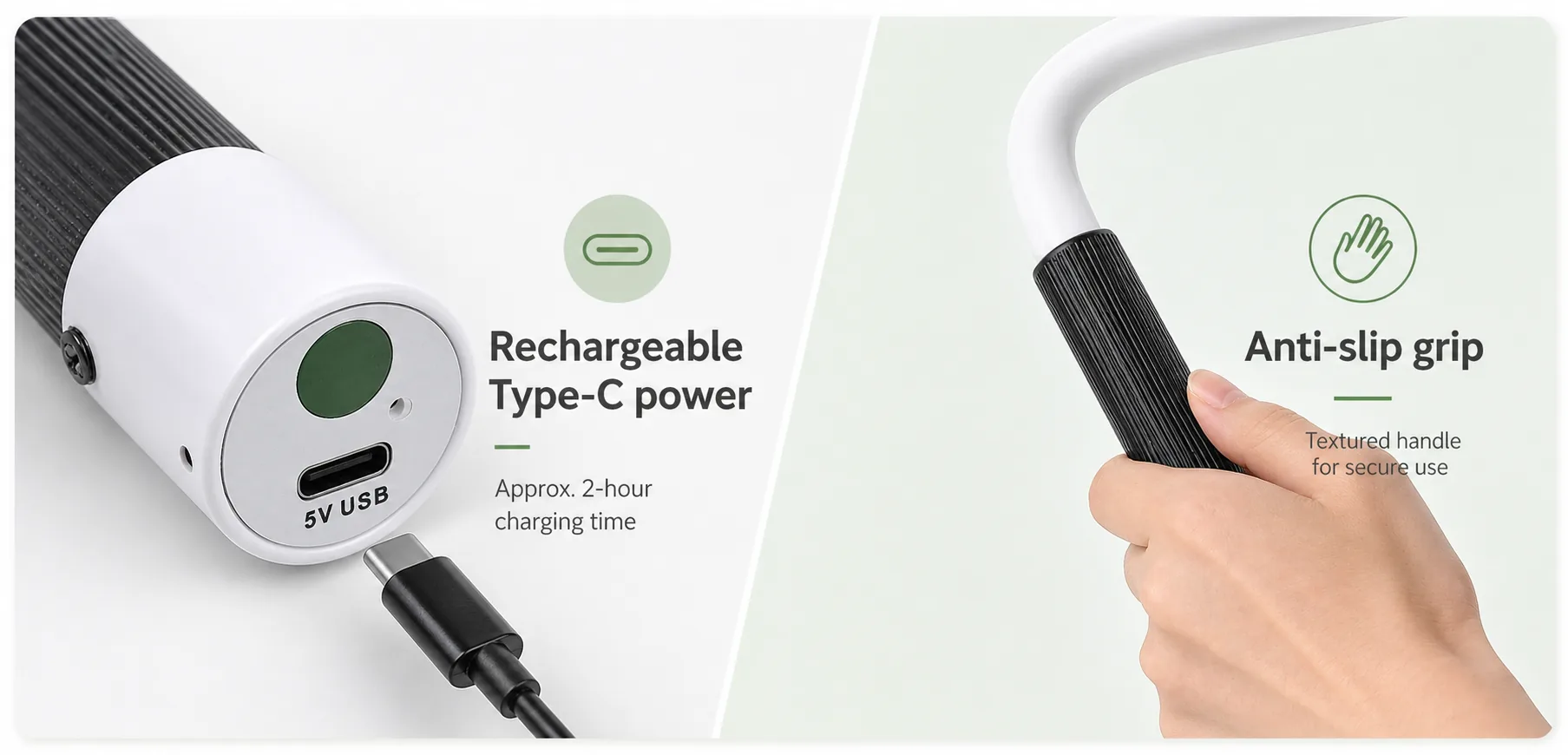 Silicone LED lamp charging port and anti-slip grip detail board