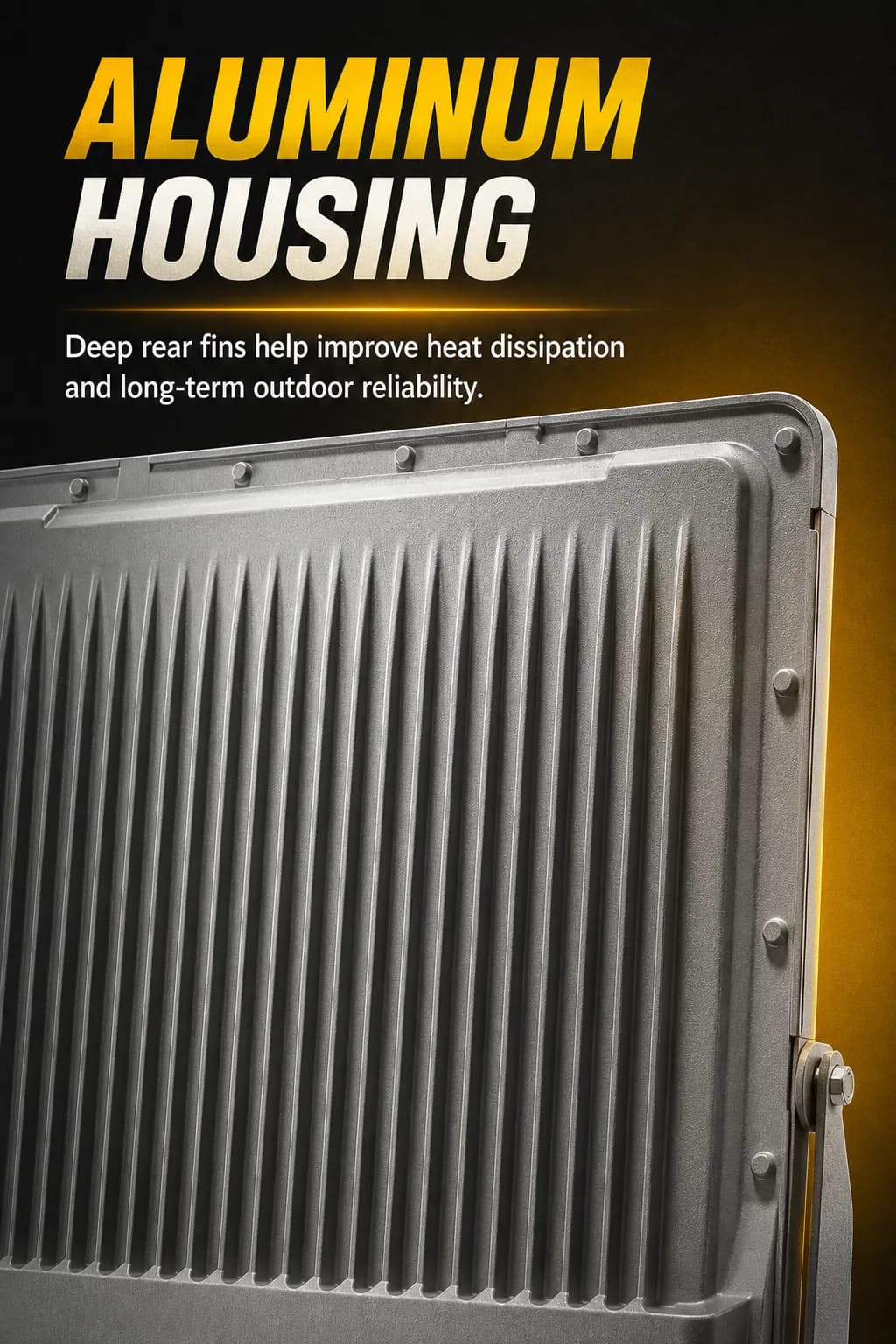 Aluminum housing and rear fin structure board for the solar flood light