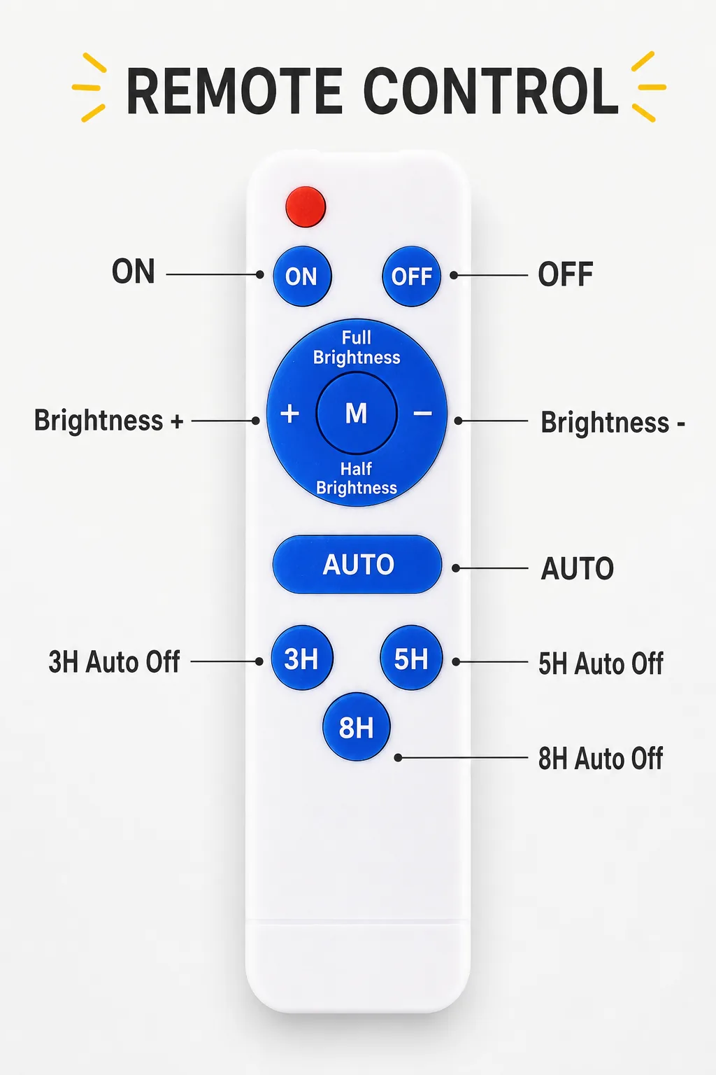 English remote control guide for the solar flood light