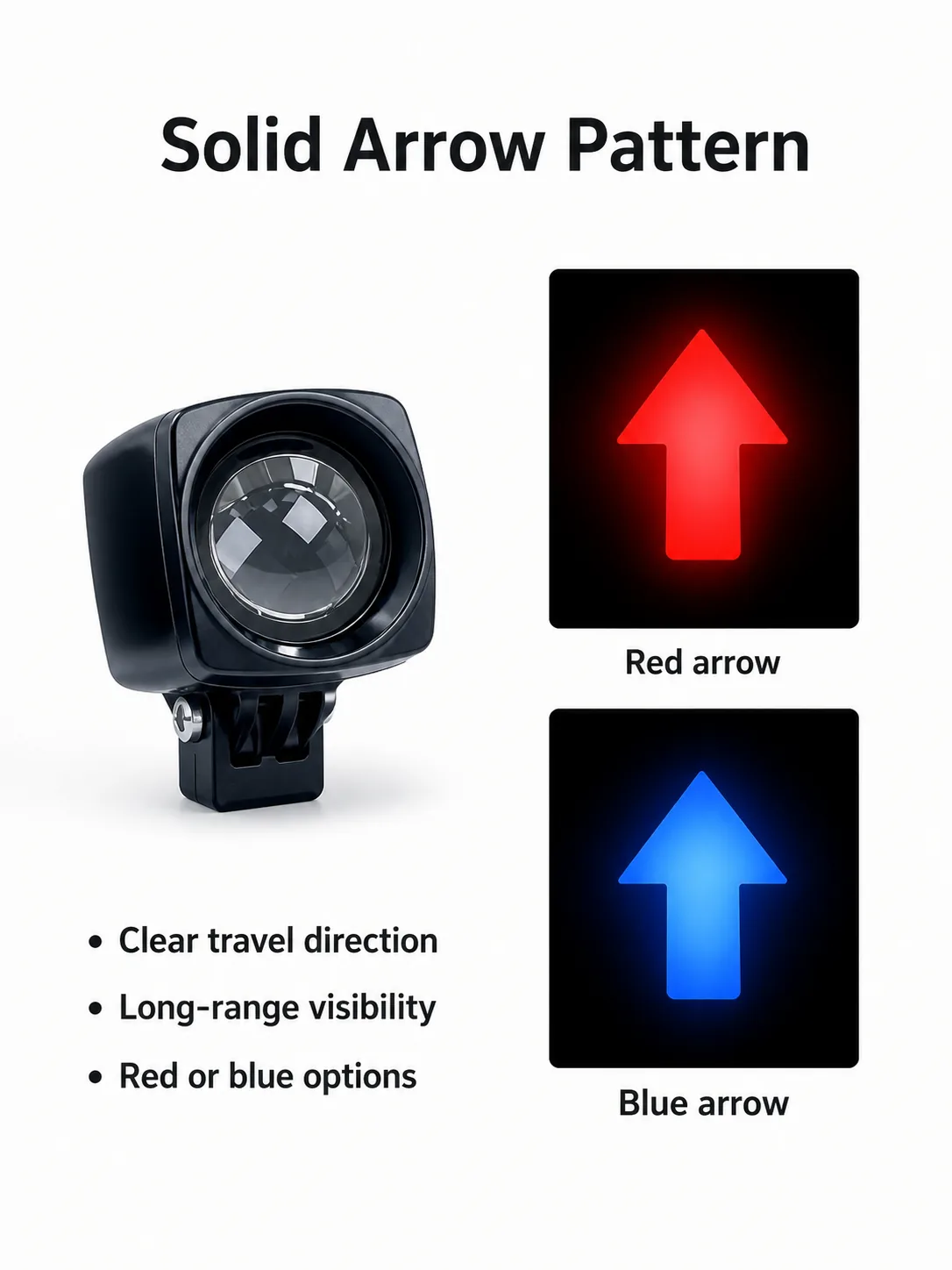 Solid arrow pattern board for the blue spot light