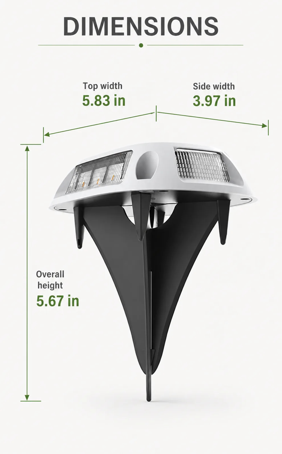 Dimensions board for the solar deck light
