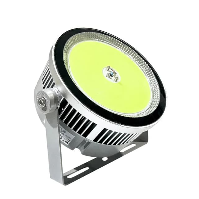 Round silver LED fish-attracting light on a clean white background