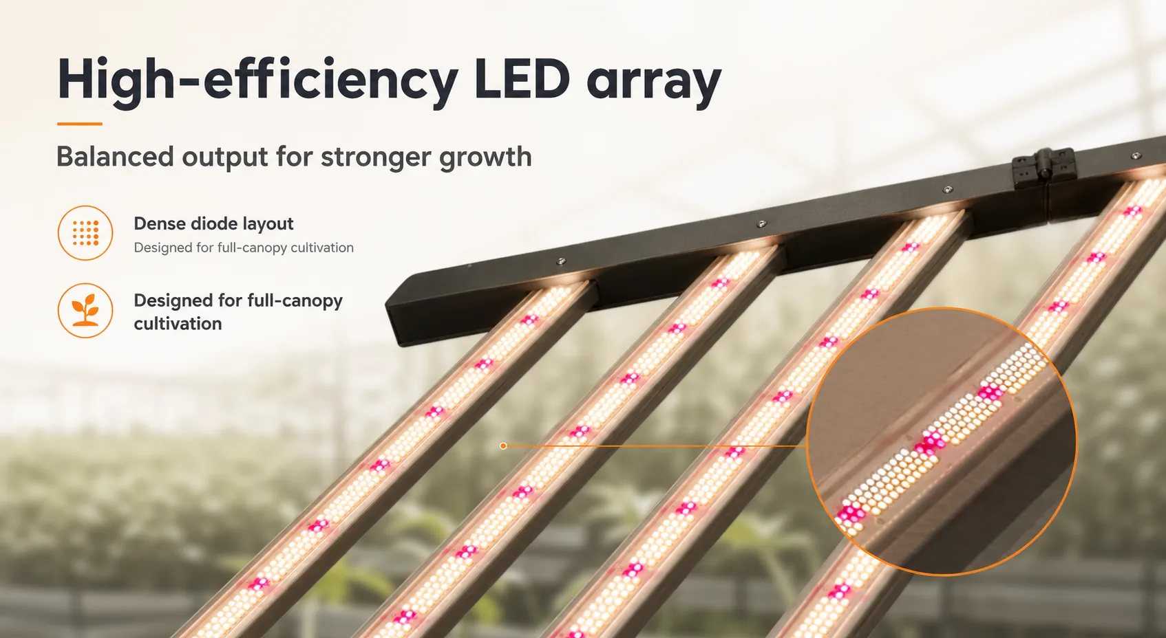 LED array board for the grow light bars