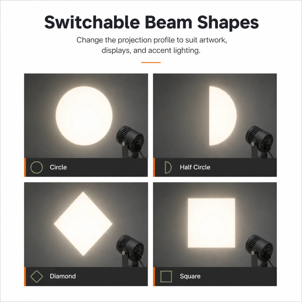 Museum cut-off spotlight beam shapes board