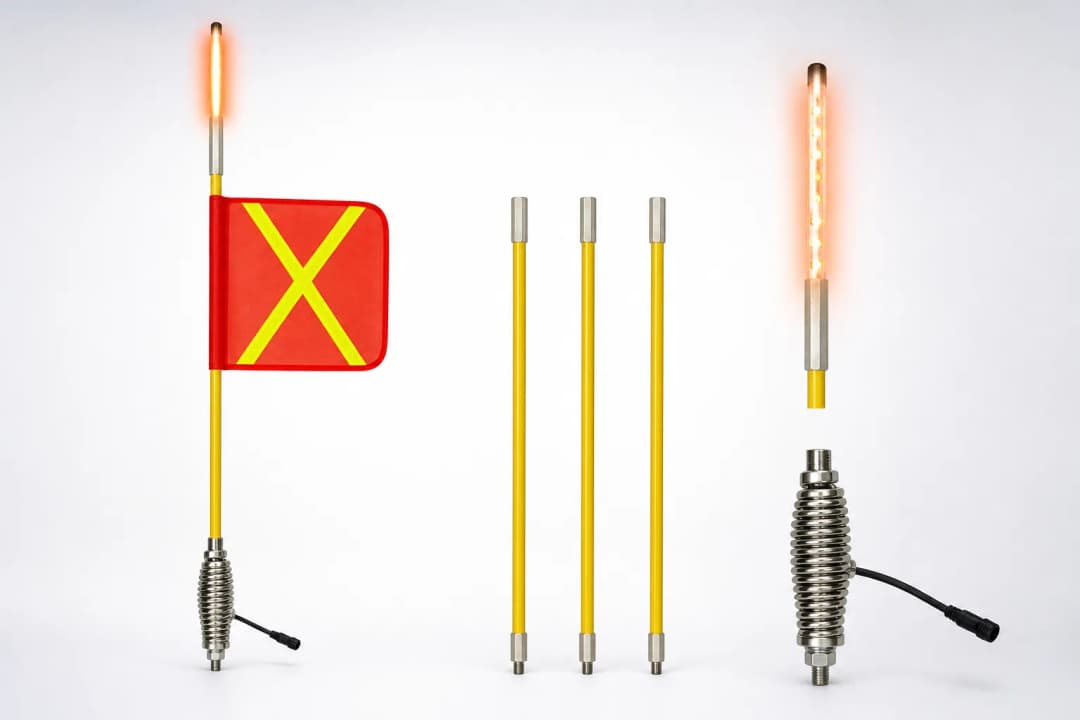 LED Lighted Mining Safety Whip Flag