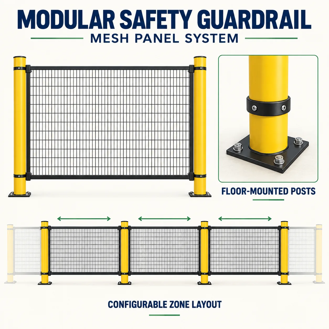 Modular pedestrian safety guardrail configuration guide