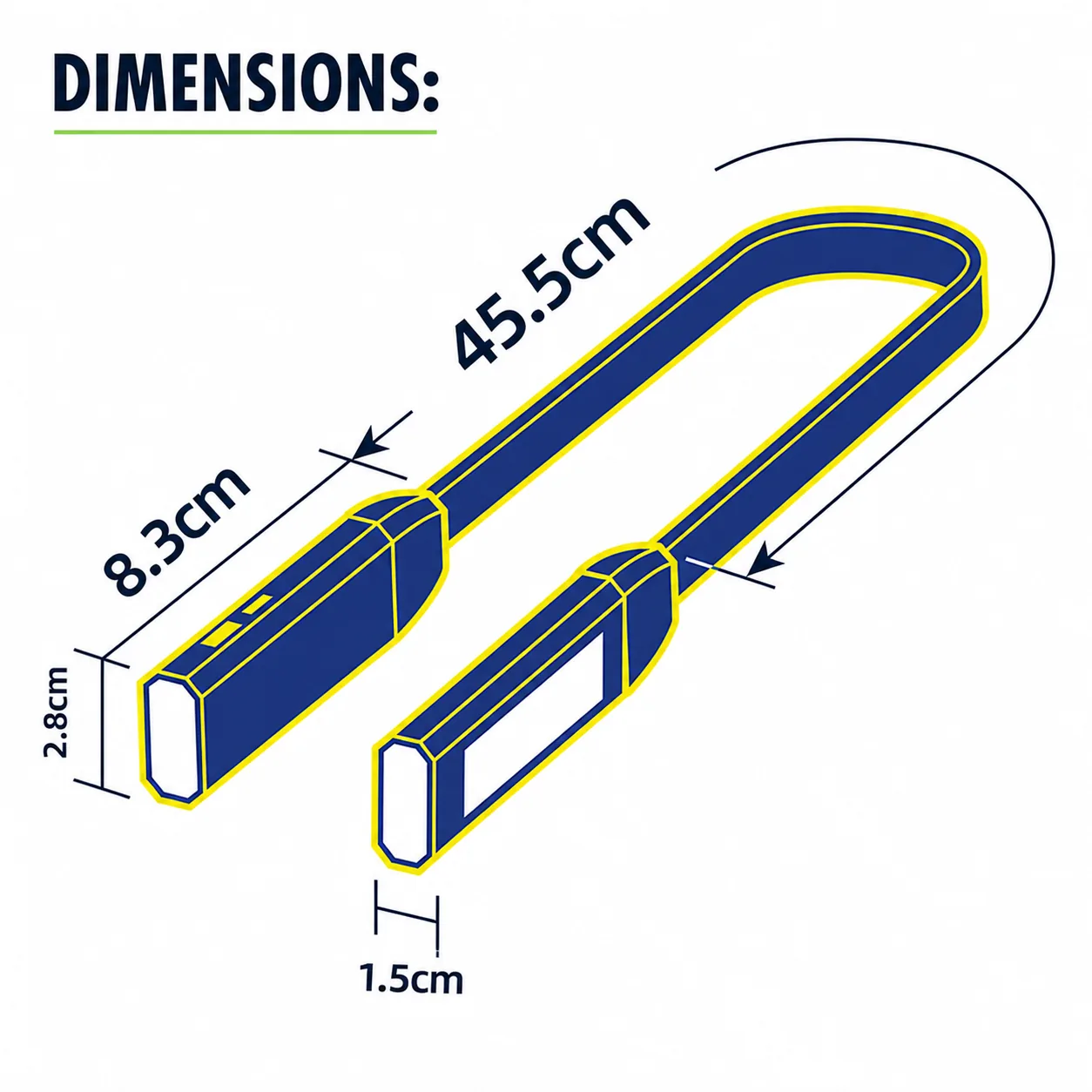 Dimension board for the rechargeable neck light