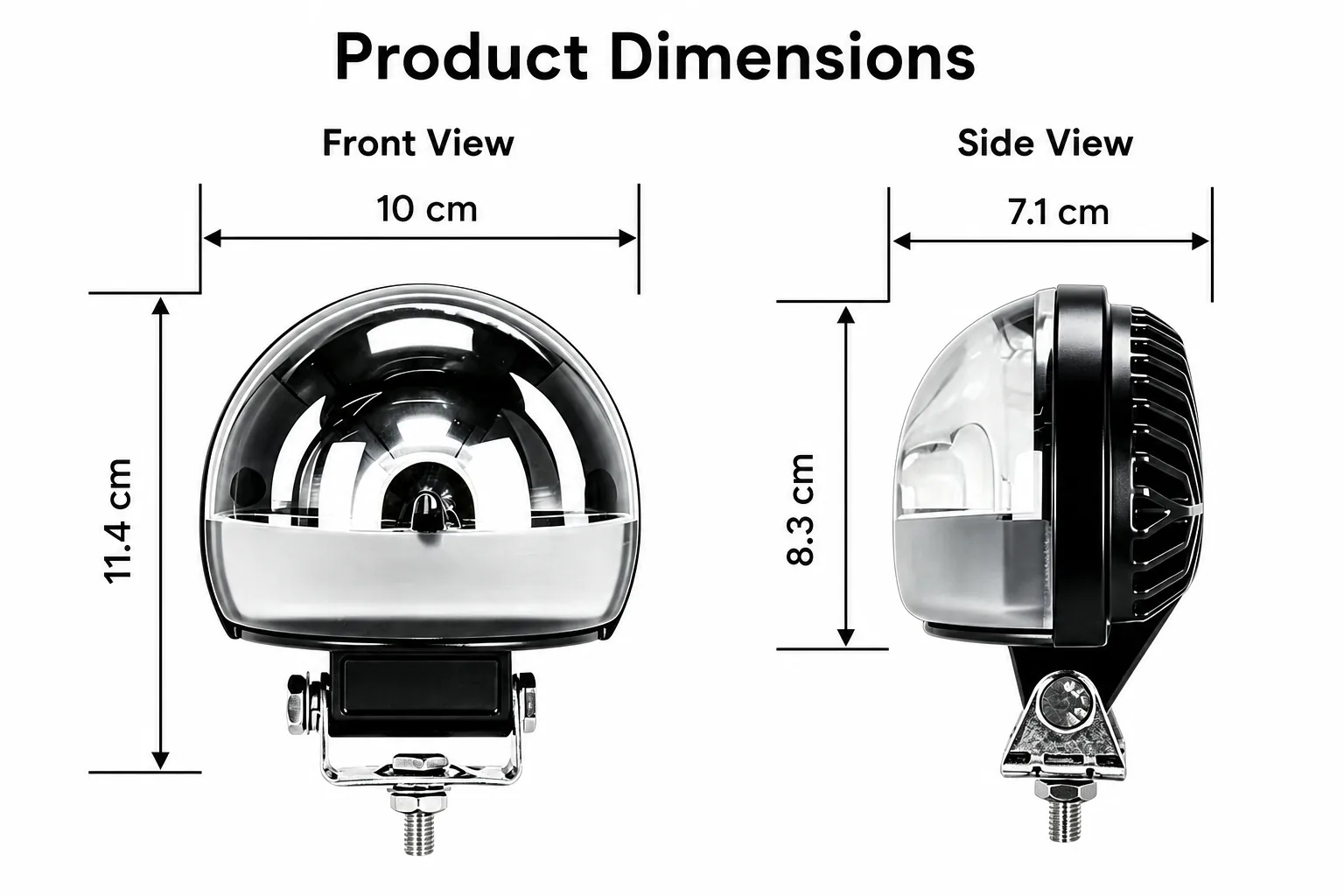 Red zone light dimension board with front and side view measurements
